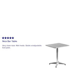 23.5 Square Aluminum Smooth Top Indoor-Outdoor Table with Base