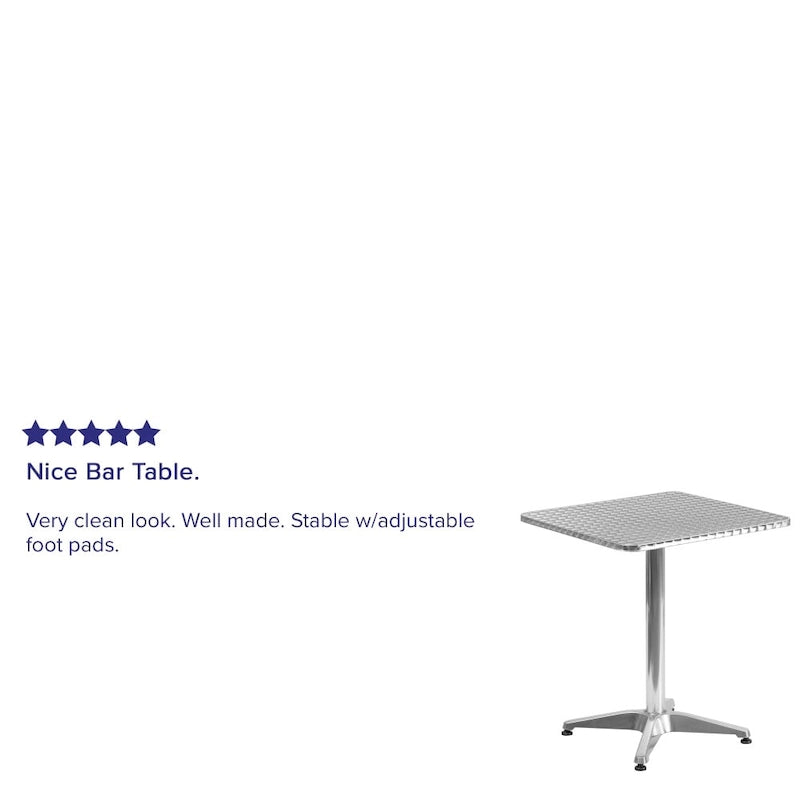 23.5 Square Aluminum Smooth Top Indoor-Outdoor Table with Base