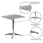 23.5 Square Aluminum Smooth Top Indoor-Outdoor Table with Base