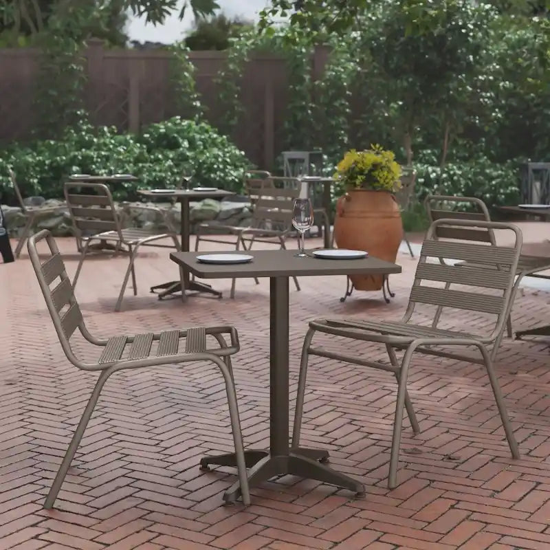 23.5 Square Aluminum Smooth Top Indoor-Outdoor Table with Base