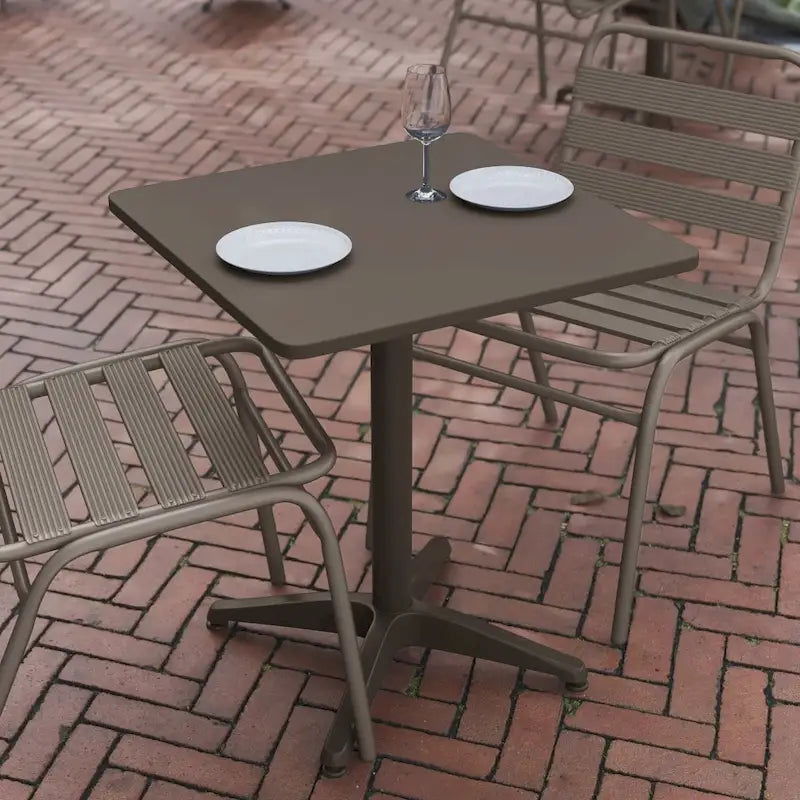 23.5 Square Aluminum Smooth Top Indoor-Outdoor Table with Base