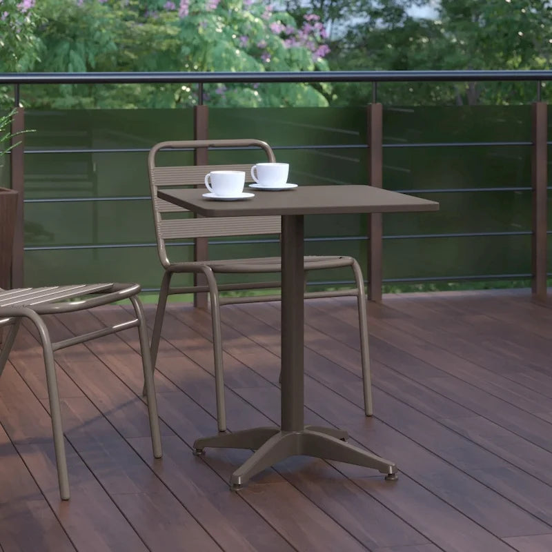 23.5 Square Aluminum Smooth Top Indoor-Outdoor Table with Base