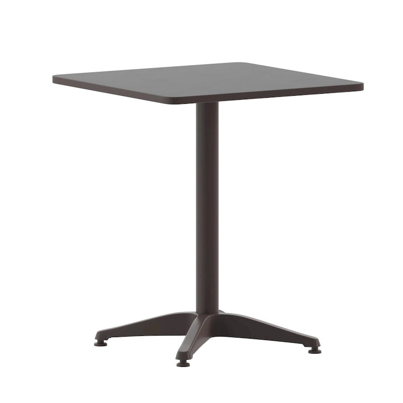 23.5 Square Aluminum Smooth Top Indoor-Outdoor Table with Base