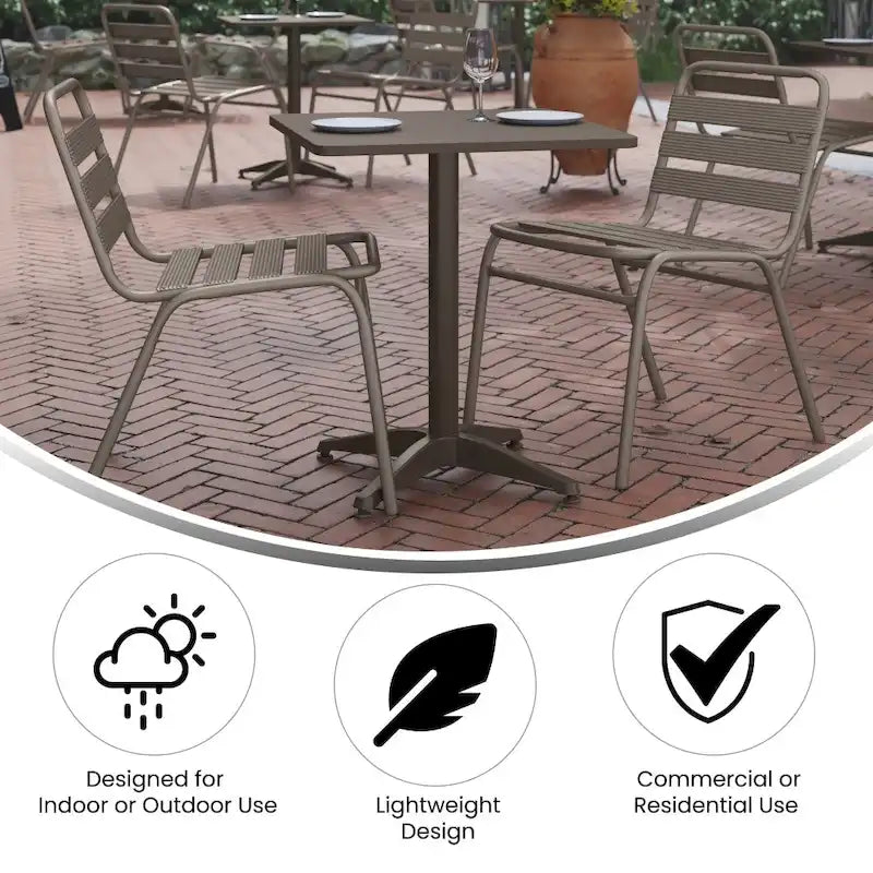 23.5 Square Aluminum Smooth Top Indoor-Outdoor Table with Base