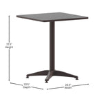 23.5 Square Aluminum Smooth Top Indoor-Outdoor Table with Base