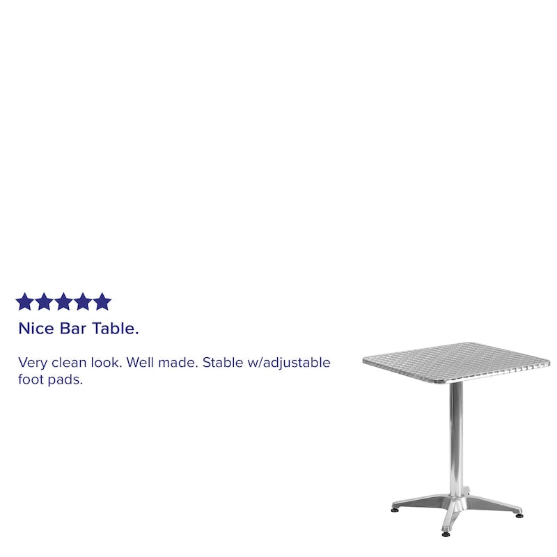 23.5 Square Aluminum Smooth Top Indoor-Outdoor Table with Base