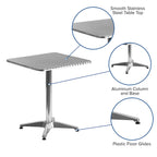 23.5 Square Aluminum Smooth Top Indoor-Outdoor Table with Base