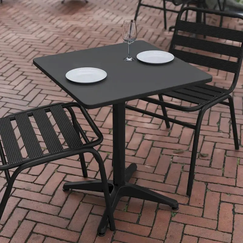 23.5 Square Aluminum Smooth Top Indoor-Outdoor Table with Base