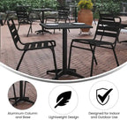 23.5 Square Aluminum Smooth Top Indoor-Outdoor Table with Base