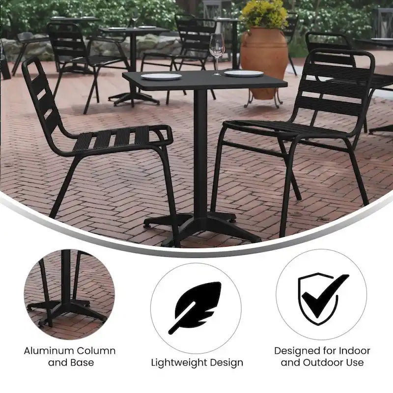 23.5 Square Aluminum Smooth Top Indoor-Outdoor Table with Base