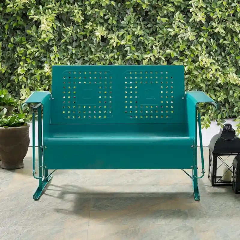 Crosley Bates Turquoise Loveseat Glider