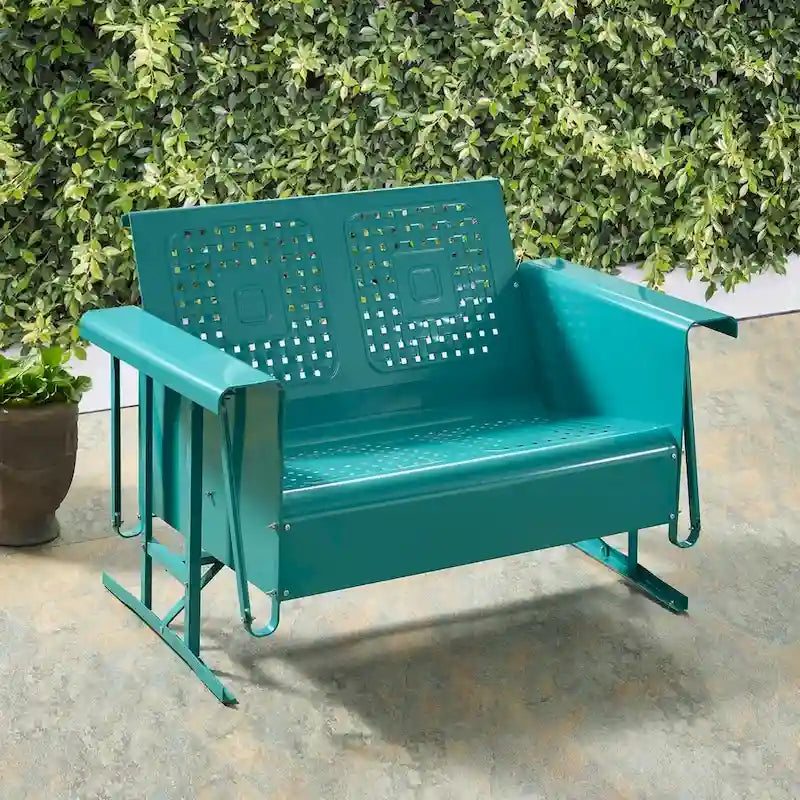 Crosley Bates Turquoise Loveseat Glider