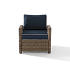 Crosley Bradenton Outdoor Wicker Arm Chair with Navy Cushions