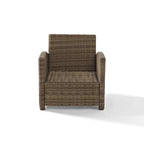 Crosley Bradenton Outdoor Wicker Arm Chair with Navy Cushions