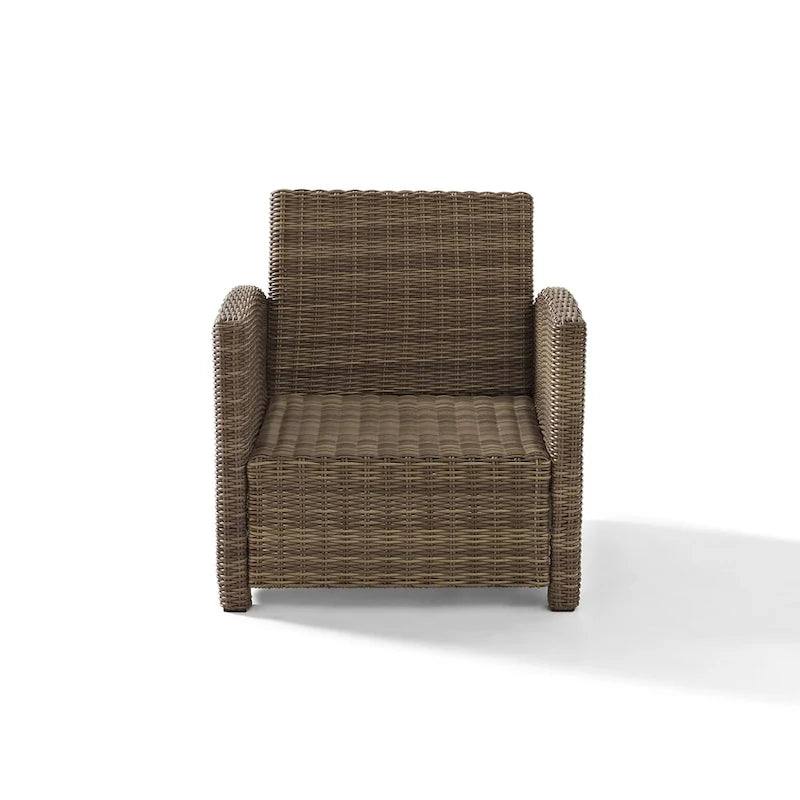 Crosley Bradenton Outdoor Wicker Arm Chair with Navy Cushions