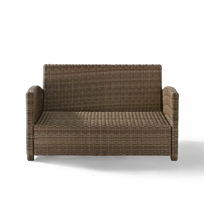 Crosley Bradenton Outdoor Wicker Loveseat with Navy Cushions
