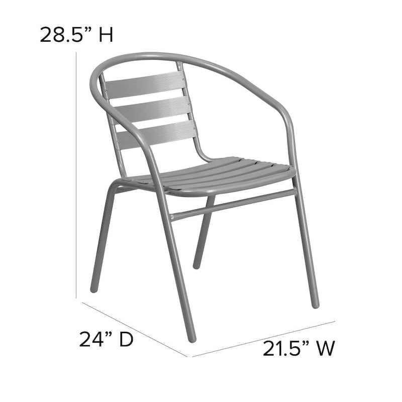 Metal Restaurant Stack Chair with Aluminum Slats