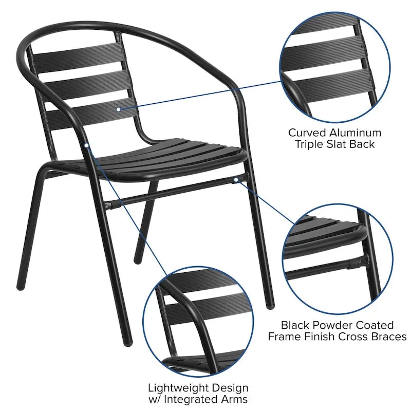 Metal Restaurant Stack Chair with Aluminum Slats