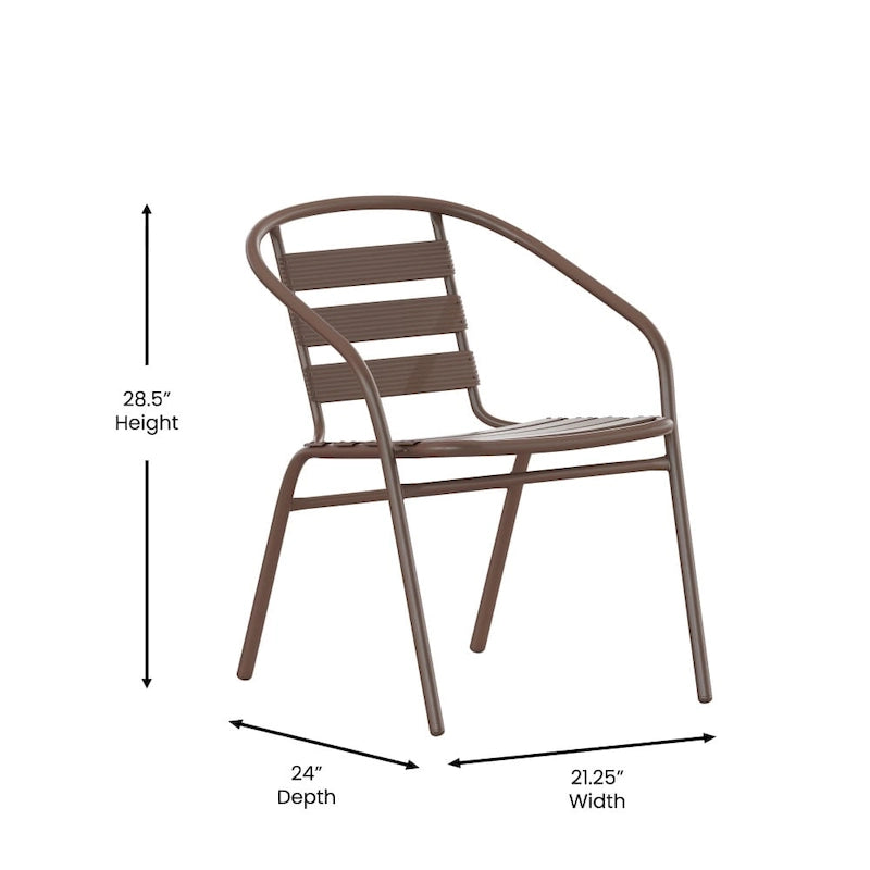 Metal Restaurant Stack Chair with Aluminum Slats