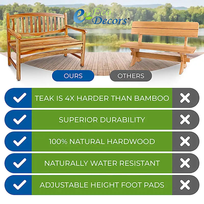 EcoDecors 47, Outdoor Bench, Outdoor Benches Weatherproof, Teak Bench, Wooden Bench Outdoor, Wood Bench Outdoor, Porch Benches