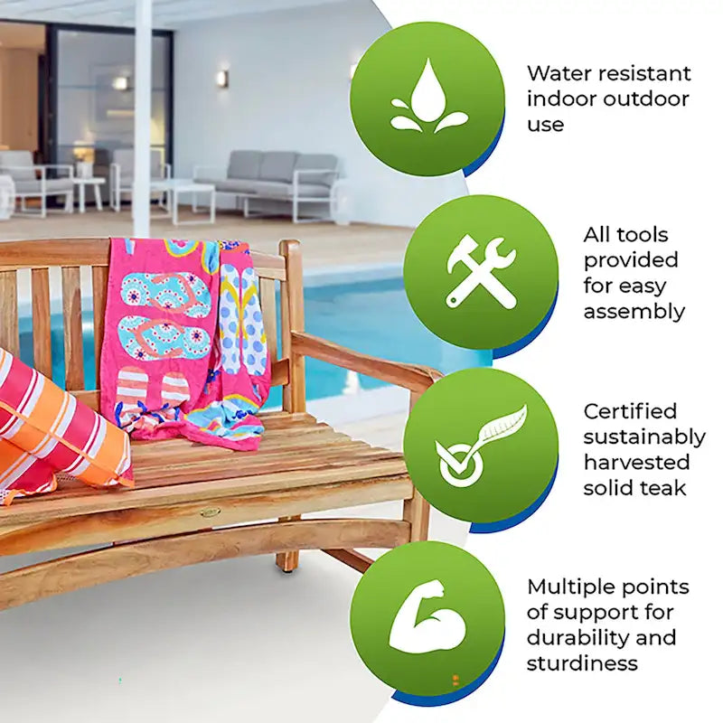 EcoDecors 47, Outdoor Bench, Outdoor Benches Weatherproof, Teak Bench, Wooden Bench Outdoor, Wood Bench Outdoor, Porch Benches