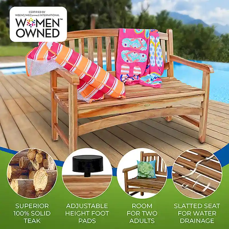 EcoDecors 47, Outdoor Bench, Outdoor Benches Weatherproof, Teak Bench, Wooden Bench Outdoor, Wood Bench Outdoor, Porch Benches