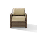 Crosley Bradenton Outdoor Wicker Arm Chair with Sand Cushions