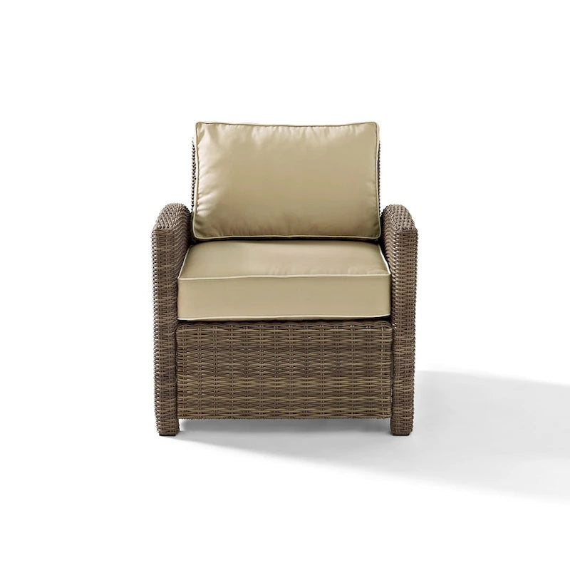 Crosley Bradenton Outdoor Wicker Arm Chair with Sand Cushions