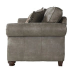 Leinster Faux Leather Upholstered Nailhead Sofa and Loveseat Set in Stone Gray