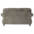 Leinster Faux Leather Upholstered Nailhead Sofa and Loveseat Set in Stone Gray