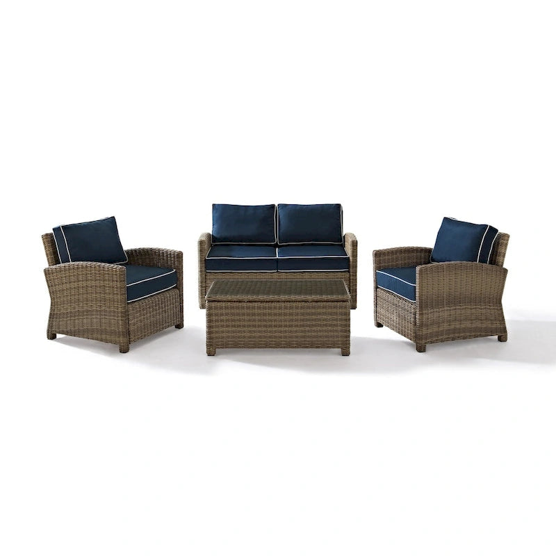 Crosley Bradenton Outdoor Arm Chairs with Navy Cushions (set of 2)