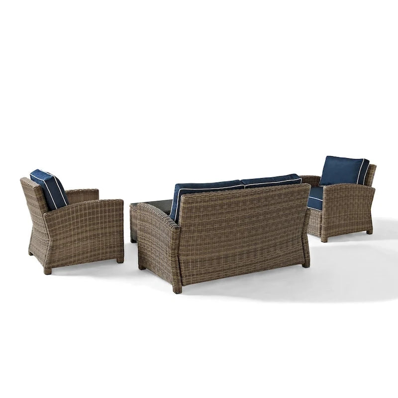 Crosley Bradenton Outdoor Arm Chairs with Navy Cushions (set of 2)