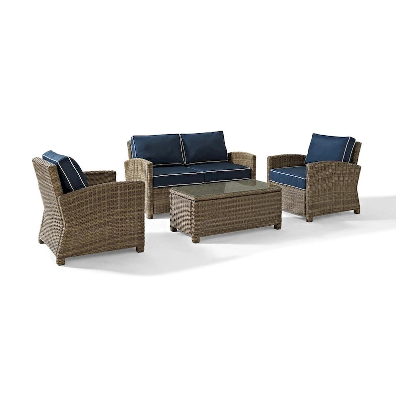 Crosley Bradenton Outdoor Arm Chairs with Navy Cushions (set of 2)