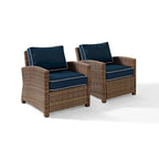 Crosley Bradenton Outdoor Arm Chairs with Navy Cushions (set of 2)