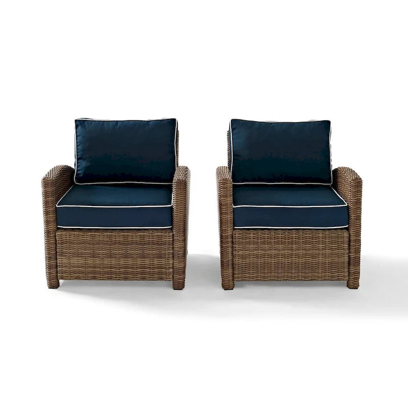 Crosley Bradenton Outdoor Arm Chairs with Navy Cushions (set of 2)