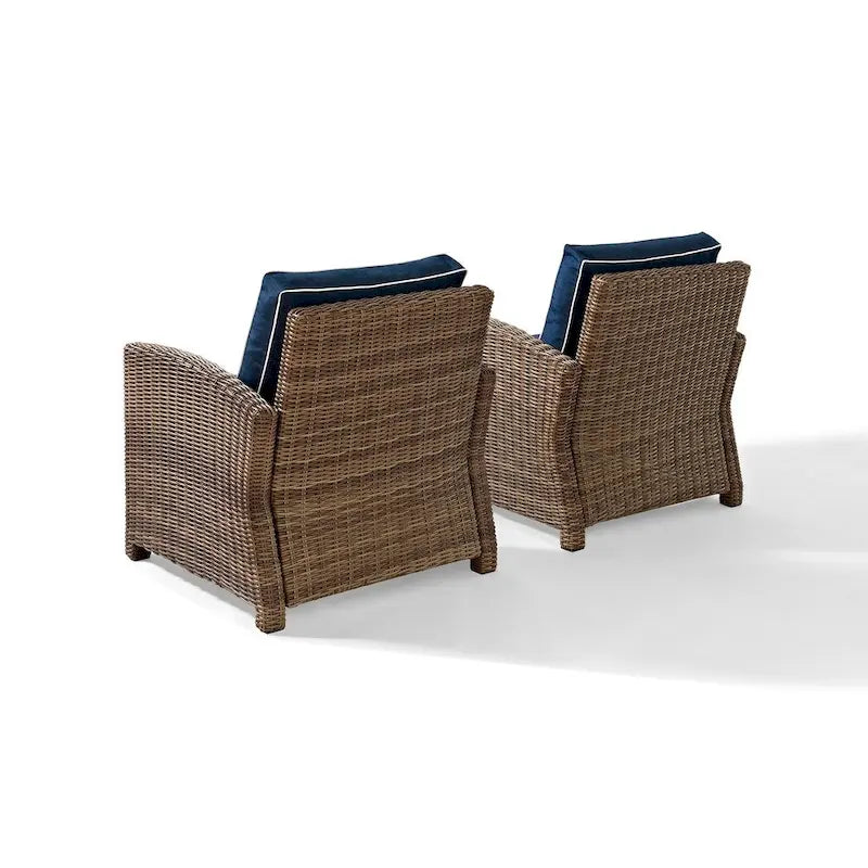 Crosley Bradenton Outdoor Arm Chairs with Navy Cushions (set of 2)