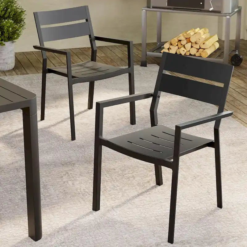 Indoor Outdoor Modern Dining Chairs Aluminum Stackable - See Picture