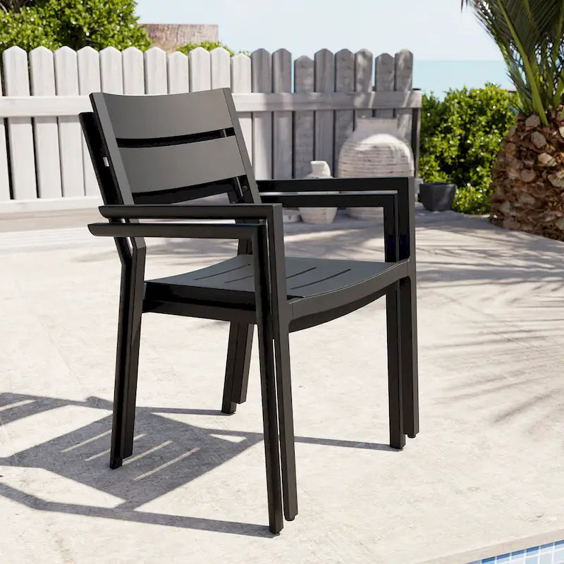 Indoor Outdoor Modern Dining Chairs Aluminum Stackable - See Picture
