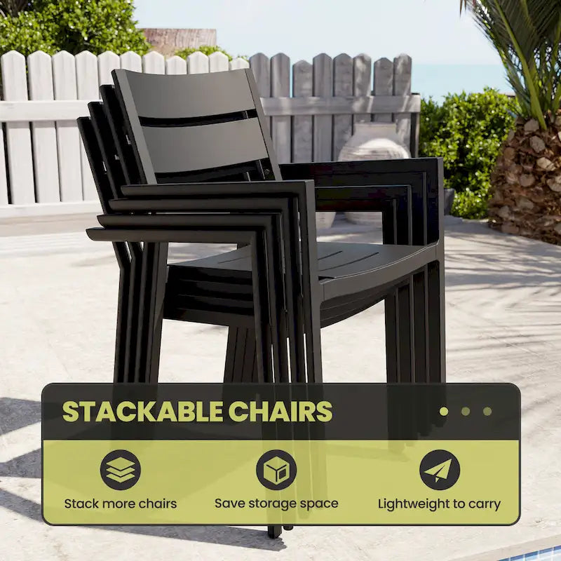 Indoor Outdoor Modern Dining Chairs Aluminum Stackable - See Picture