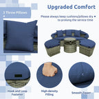 Patio Rattan Daybed Outdoor Sectional Seating with Side Table & Canopy