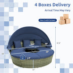 Patio Rattan Daybed Outdoor Sectional Seating with Side Table & Canopy
