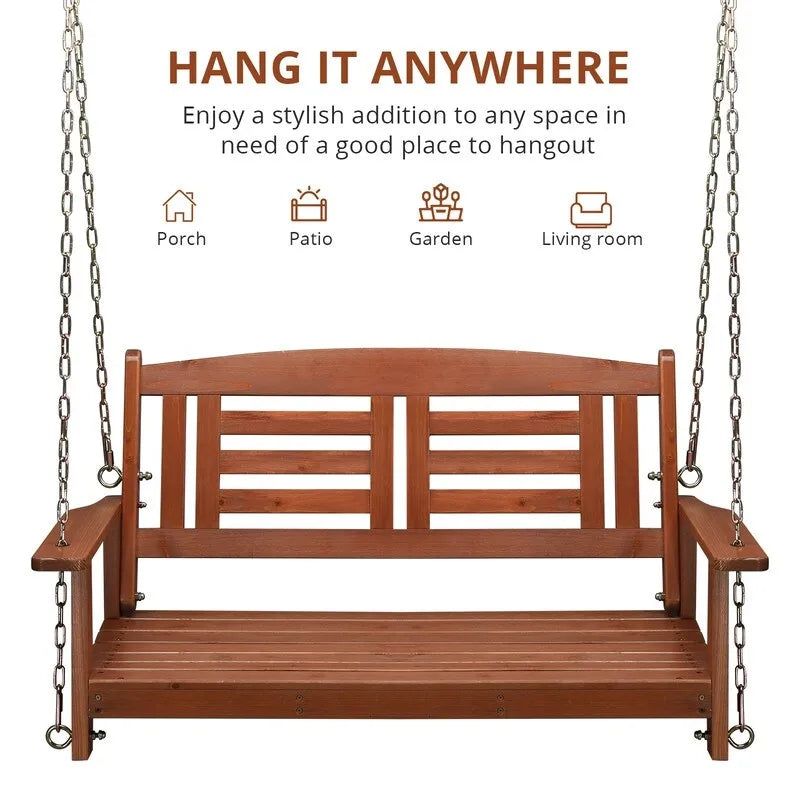 2-person Solid Wood Porch Swing
