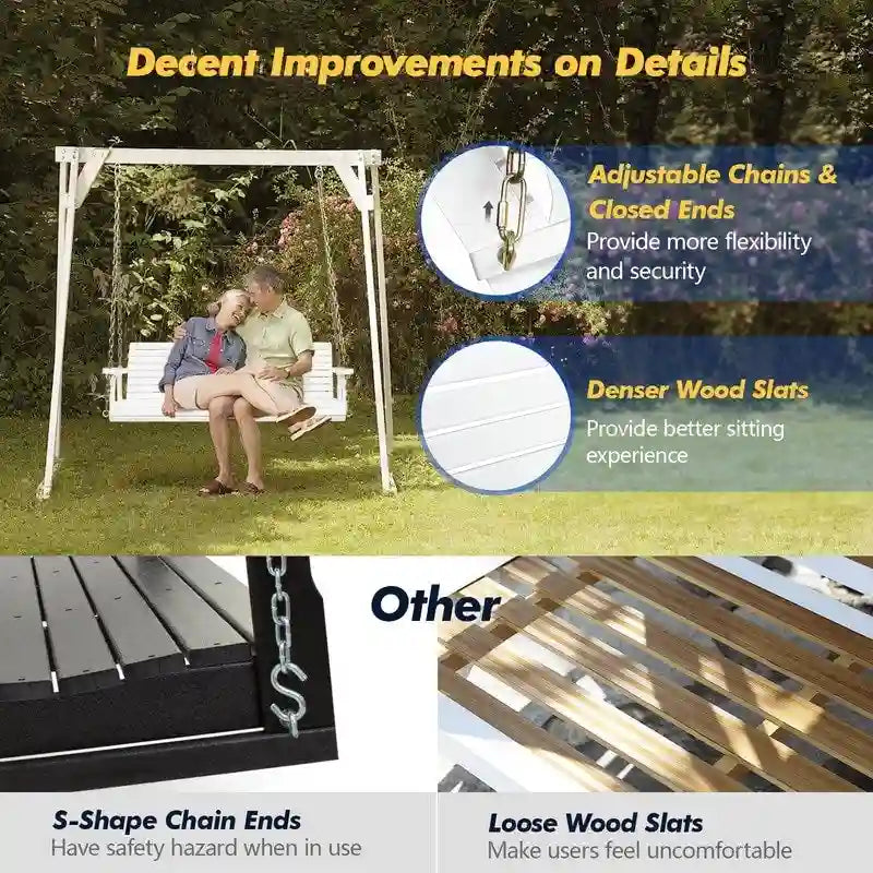 2 Person Patio Wooden Porch Swing