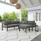 Grayton Gray Aluminum 5 Seat Sectional w/ Ottoman - 87 x 32 x 87