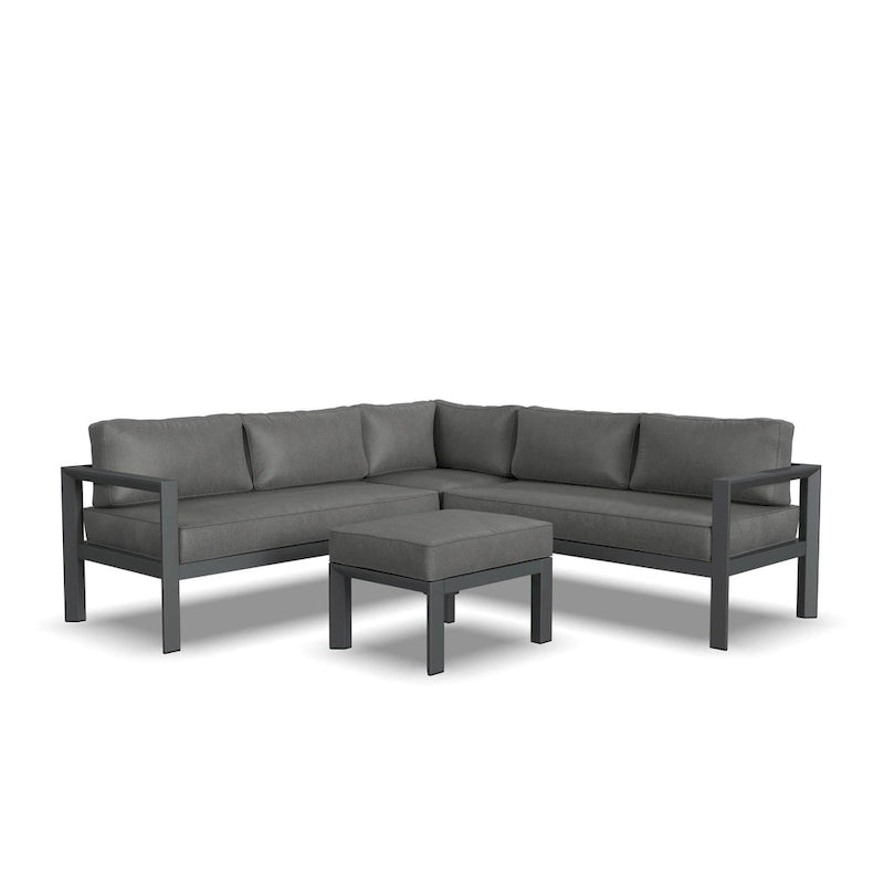 Grayton Gray Aluminum 5 Seat Sectional w/ Ottoman - 87 x 32 x 87