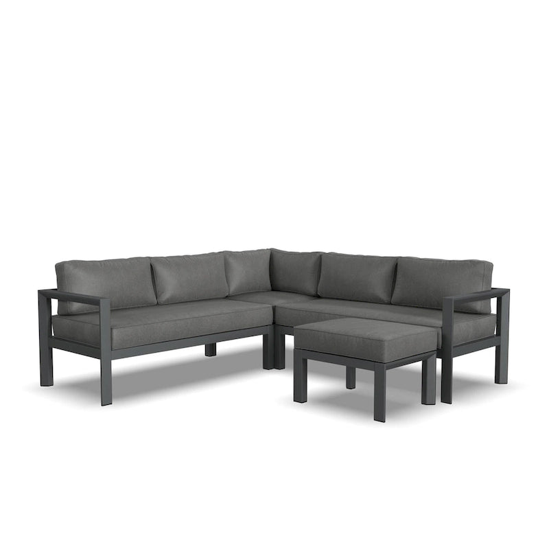 Grayton Gray Aluminum 5 Seat Sectional w/ Ottoman - 87 x 32 x 87