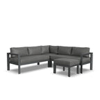 Grayton Gray Aluminum 5 Seat Sectional w/ Ottoman - 87 x 32 x 87