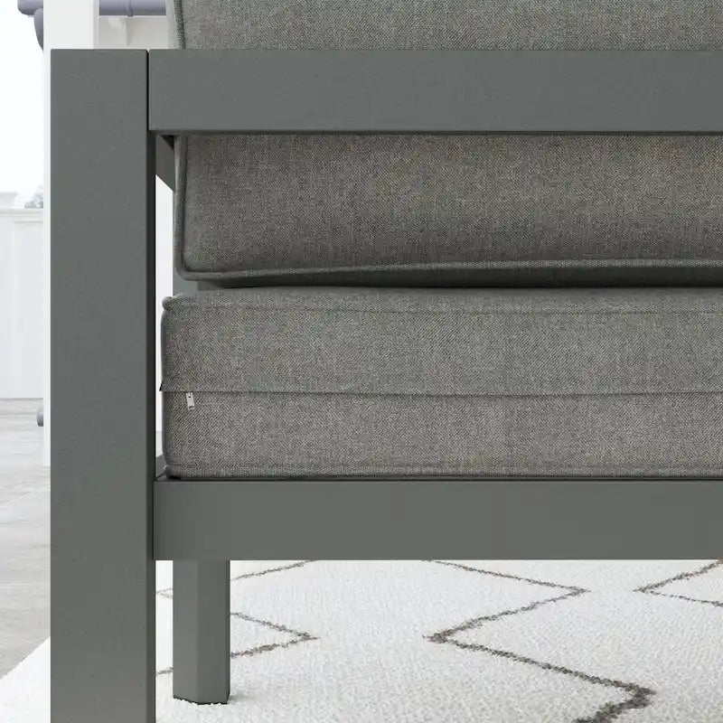 Grayton Gray Aluminum 5 Seat Sectional w/ Ottoman - 87 x 32 x 87