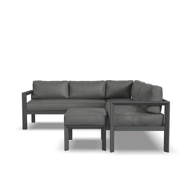 Grayton Gray Aluminum 5 Seat Sectional w/ Ottoman - 87 x 32 x 87
