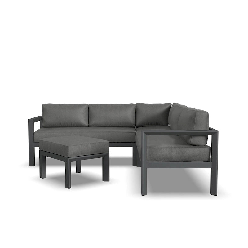 Grayton Gray Aluminum 5 Seat Sectional w/ Ottoman - 87 x 32 x 87